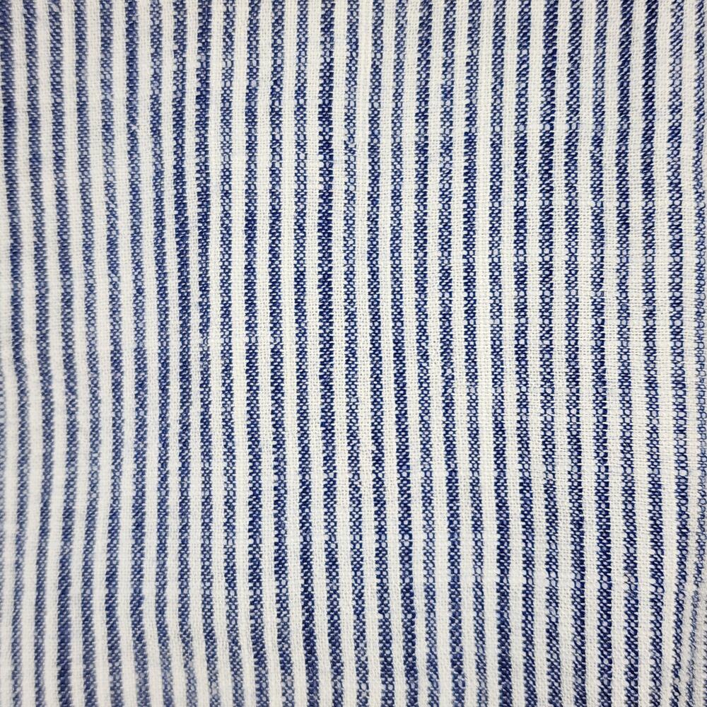 BeCool Blue White Stripe Button Up Shirt Linen Blend S/M Casual Top - Picture 7 of 10